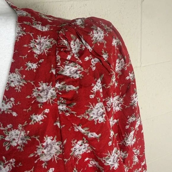 Natural Life Boho Red Ditsy Flower Sophia Wrap Maxi Dress Hippie Medium Prairie - Picture 5 of 13